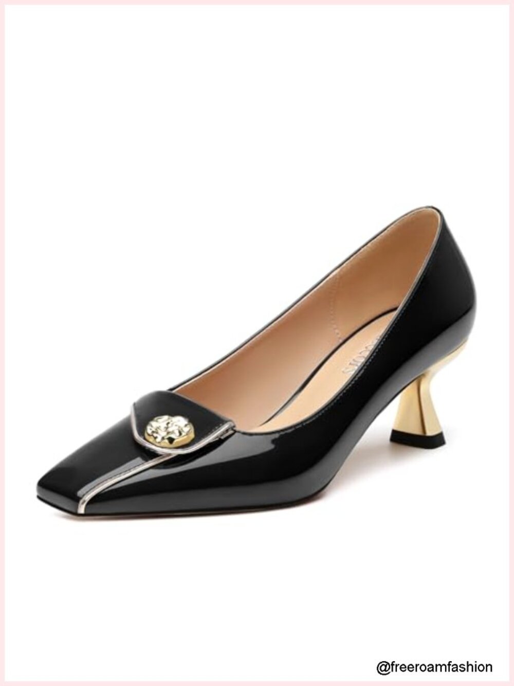 Square Toe Kitten Heels Pumps, Slip On Low Heel Dress Shoes for Work Wedding